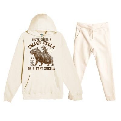 YouRe Either A Smart Fella Or A Fart Smella Premium Hooded Sweatsuit Set