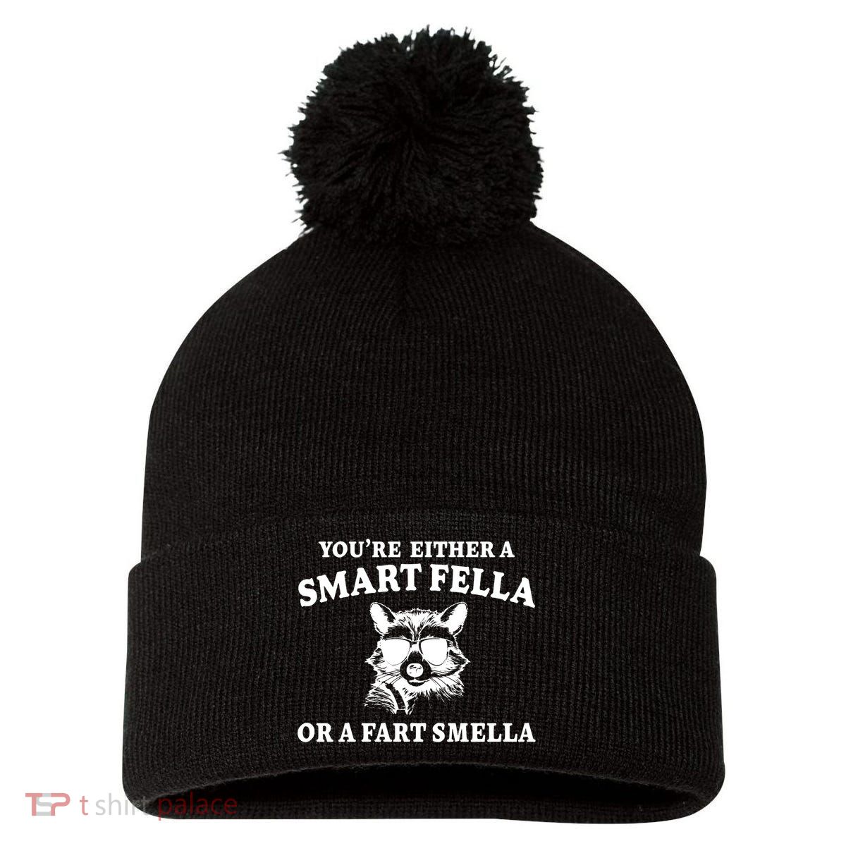 Youre Either A Smart Fella Or A Fart Smella Funny Pom Pom 12in Knit Beanie