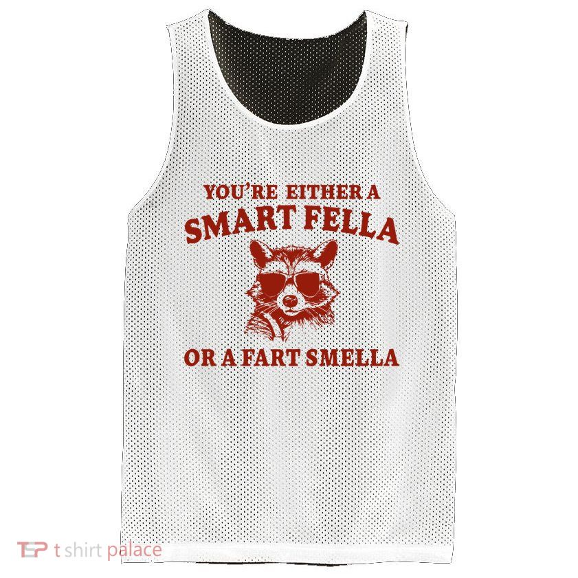 Youre Either A Smart Fella Or A Fart Smella Funny Mesh Reversible Basketball Jersey Tank