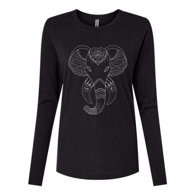 Yoga Elephant Aesthetic Ornate Stylized Art Gift Womens Cotton Relaxed Long Sleeve T-Shirt