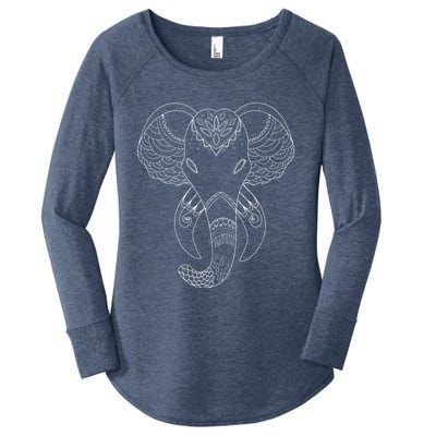 Yoga Elephant Aesthetic Ornate Stylized Art Gift Women's Perfect Tri Tunic Long Sleeve Shirt