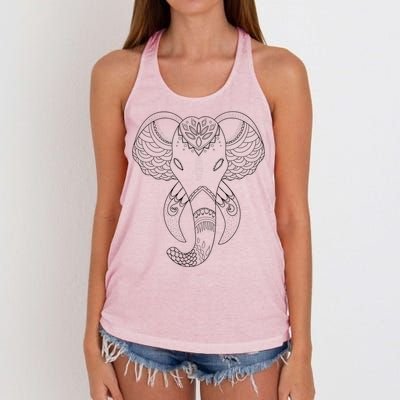 Yoga Elephant Aesthetic Ornate Stylized Art Gift Women's Knotted Racerback Tank