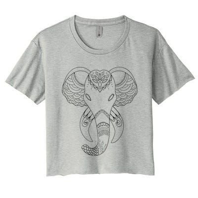 Yoga Elephant Aesthetic Ornate Stylized Art Gift Women's Crop Top Tee