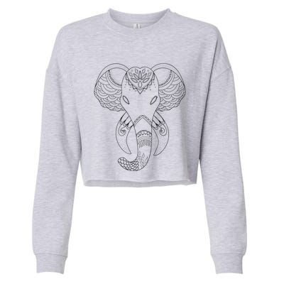 Yoga Elephant Aesthetic Ornate Stylized Art Gift Cropped Pullover Crew