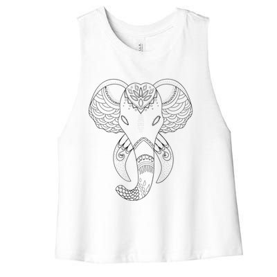 Yoga Elephant Aesthetic Ornate Stylized Art Gift Women's Racerback Cropped Tank