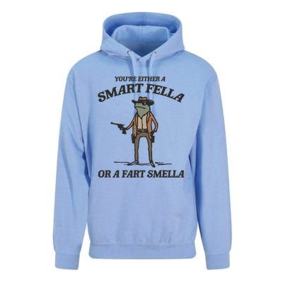 YouRe Either A Smart Fella Or A Fart Smella Vintage Frog Unisex Surf Hoodie