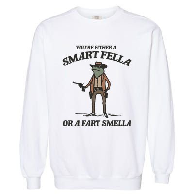 YouRe Either A Smart Fella Or A Fart Smella Vintage Frog Garment-Dyed Sweatshirt