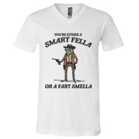 YouRe Either A Smart Fella Or A Fart Smella Vintage Frog V-Neck T-Shirt