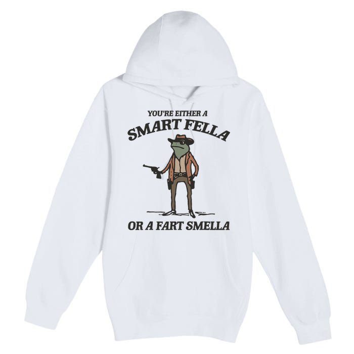 YouRe Either A Smart Fella Or A Fart Smella Vintage Frog Premium Pullover Hoodie