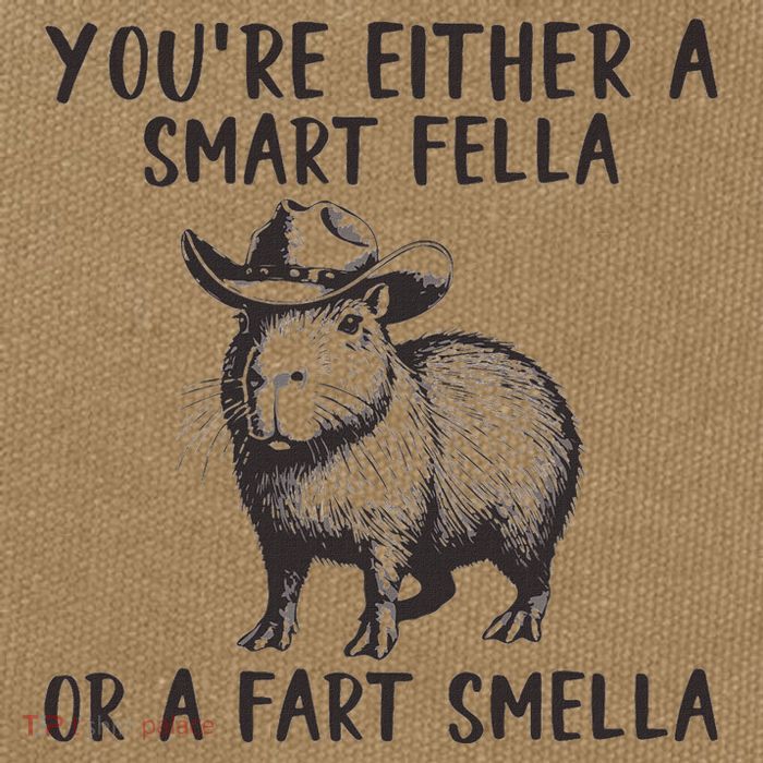 YouRe Either A Smart Fella Or A Fart Smella Cute Capybara Cotton Canvas Backpack