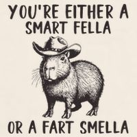 YouRe Either A Smart Fella Or A Fart Smella Cute Capybara Garment-Dyed Women's Muscle Tee