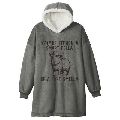 YouRe Either A Smart Fella Or A Fart Smella Cute Capybara Hooded Wearable Blanket