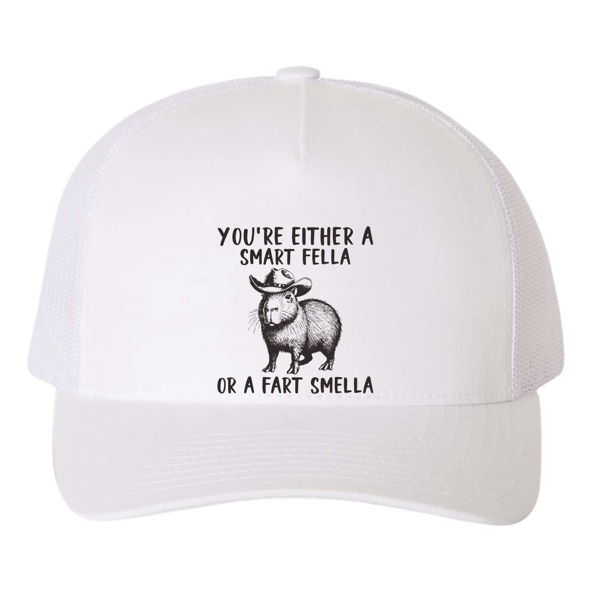 YouRe Either A Smart Fella Or A Fart Smella Cute Capybara Yupoong Adult 5-Panel Trucker Hat