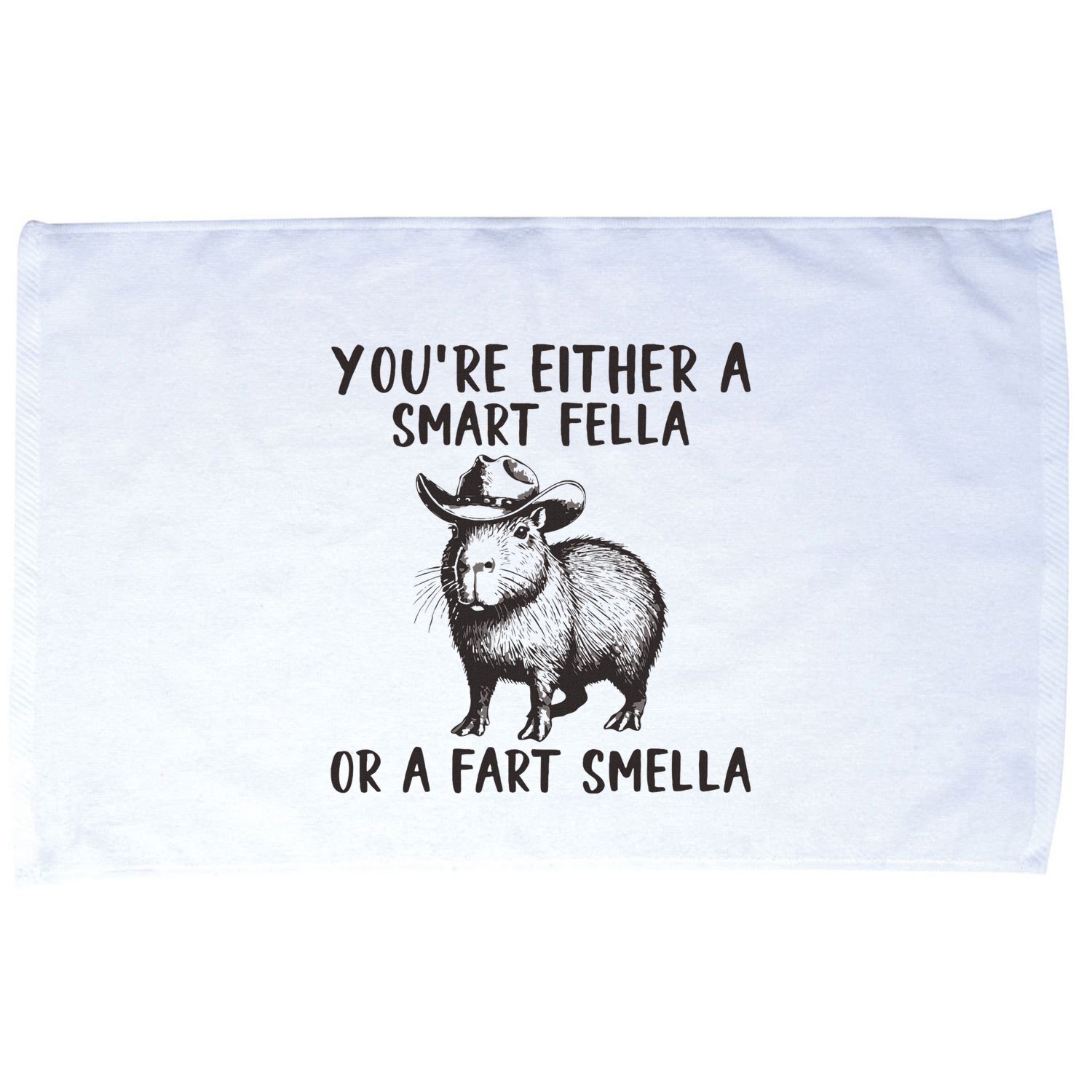 YouRe Either A Smart Fella Or A Fart Smella Cute Capybara Microfiber Hand Towel