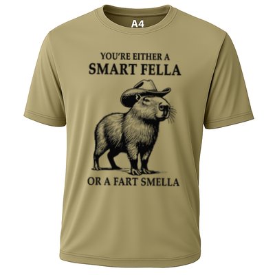 YouRe Either A Smart Fella Or A Fart Smella Capybara Meme Cooling Performance Crew T-Shirt