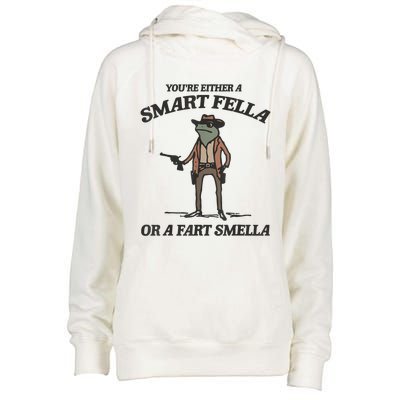 YouRe Either A Smart Fella Or A Fart Smella Vintage Frog Womens Funnel Neck Pullover Hood