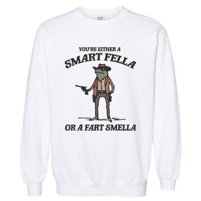 YouRe Either A Smart Fella Or A Fart Smella Vintage Frog Garment-Dyed Sweatshirt