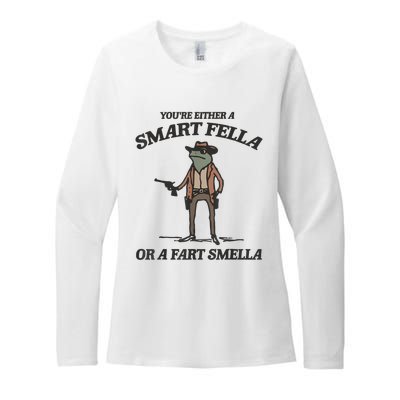 YouRe Either A Smart Fella Or A Fart Smella Vintage Frog Womens CVC Long Sleeve Shirt