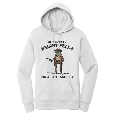 YouRe Either A Smart Fella Or A Fart Smella Vintage Frog Women's Pullover Hoodie