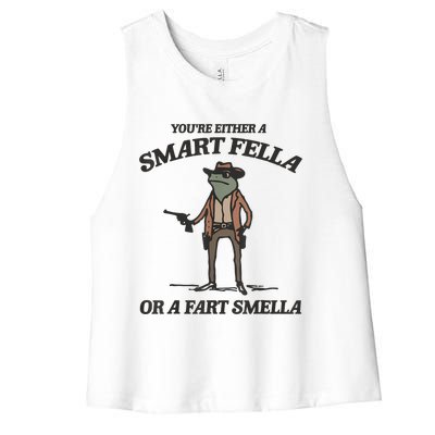 YouRe Either A Smart Fella Or A Fart Smella Vintage Frog Women's Racerback Cropped Tank