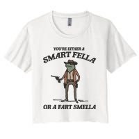 YouRe Either A Smart Fella Or A Fart Smella Vintage Frog Women's Crop Top Tee