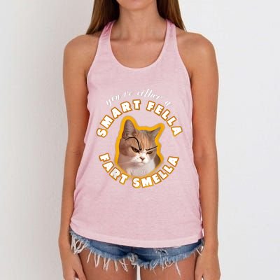 You're Either A Smart Fella Or A Fart Smella Women's Knotted Racerback Tank