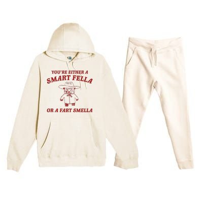 YouRe Either A Smart Fella Or A Fart Smella Premium Hooded Sweatsuit Set