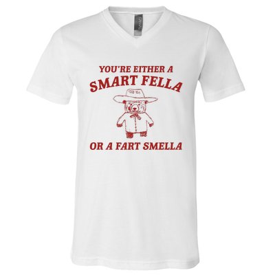 YouRe Either A Smart Fella Or A Fart Smella V-Neck T-Shirt