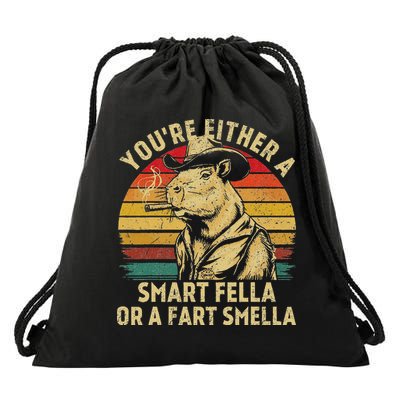 YouRe Either A Smart Fella Or A Fart Smella Drawstring Bag