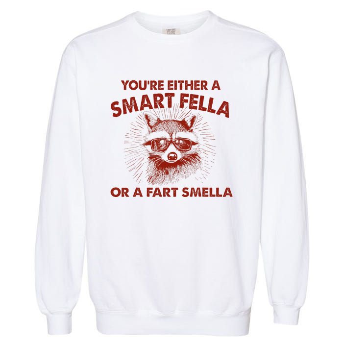 YouRe Either A Smart Fella Or Fart Smella Raccoon Garment-Dyed Sweatshirt