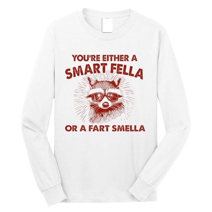 YouRe Either A Smart Fella Or Fart Smella Raccoon Long Sleeve Shirt