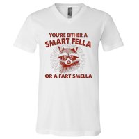 YouRe Either A Smart Fella Or Fart Smella Raccoon V-Neck T-Shirt