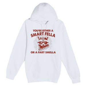 YouRe Either A Smart Fella Or Fart Smella Raccoon Premium Pullover Hoodie