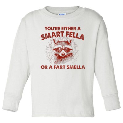 YouRe Either A Smart Fella Or Fart Smella Raccoon Toddler Long Sleeve Shirt