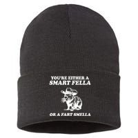 Youre Either A Smart Fella Or A Fart Smella Funny Sustainable Knit Beanie