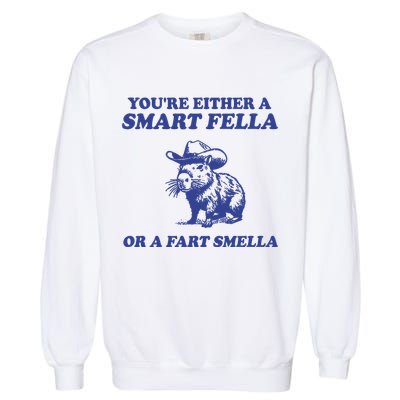 Youre Either A Smart Fella Or A Fart Smella Funny Garment-Dyed Sweatshirt