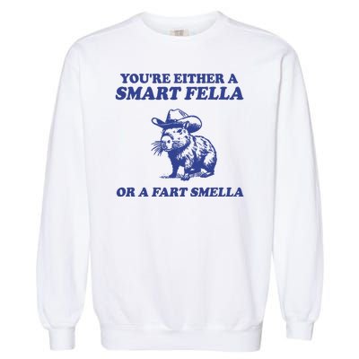 Youre Either A Smart Fella Or A Fart Smella Funny Garment-Dyed Sweatshirt