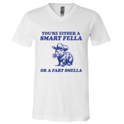 Youre Either A Smart Fella Or A Fart Smella Funny V-Neck T-Shirt