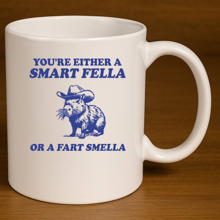 Youre Either A Smart Fella Or A Fart Smella Funny 11oz C Handle Ceramic Mug