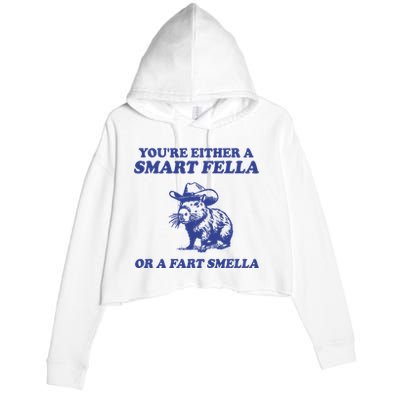 Youre Either A Smart Fella Or A Fart Smella Funny Crop Fleece Hoodie