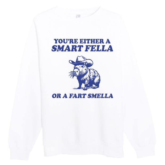 Youre Either A Smart Fella Or A Fart Smella Funny Premium Crewneck Sweatshirt