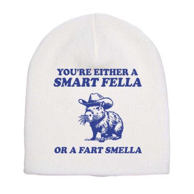 Youre Either A Smart Fella Or A Fart Smella Funny Short Acrylic Beanie