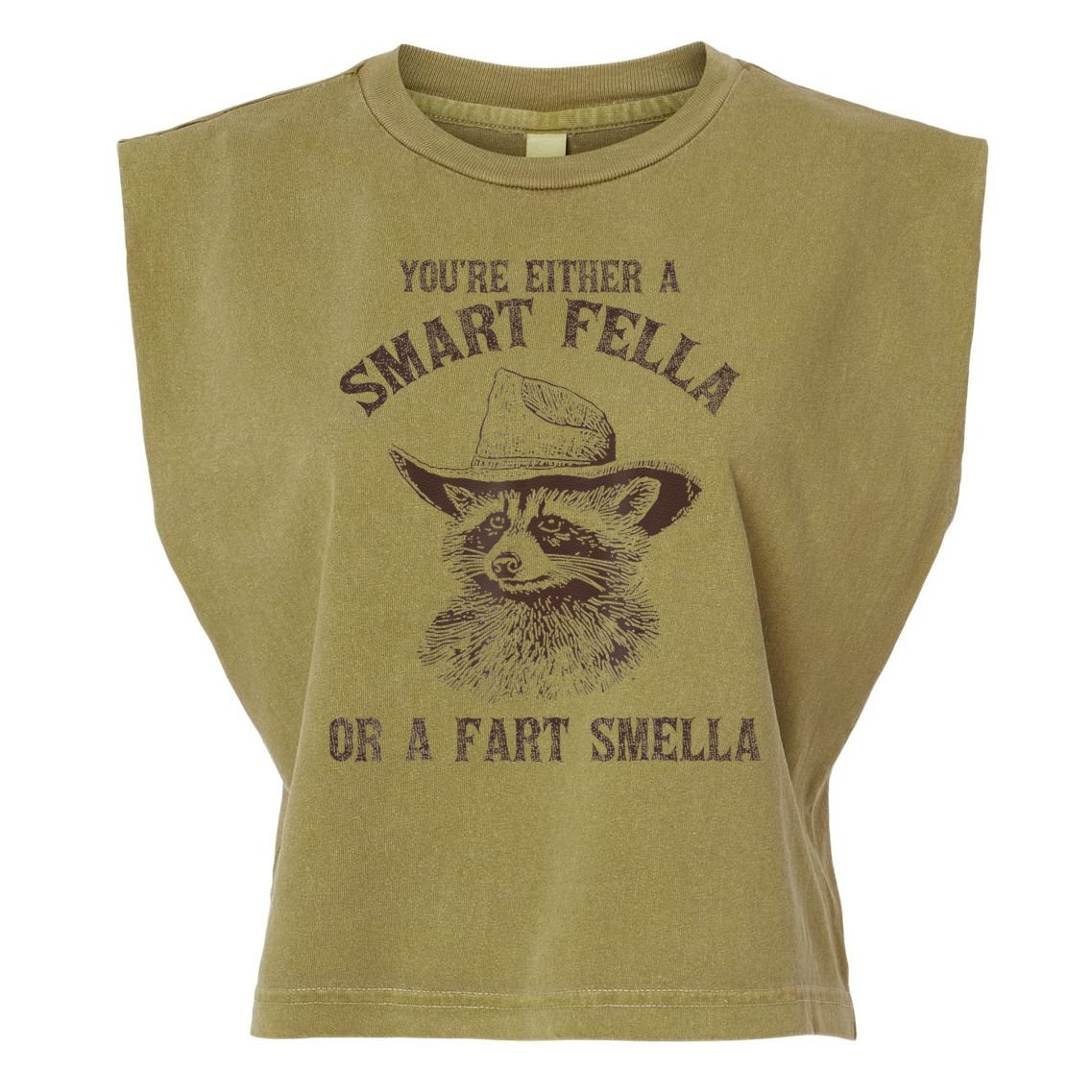 YouRe Either A Smart Fella Or A Fart Smella Funny Raccoon Garment-Dyed Women's Muscle Tee