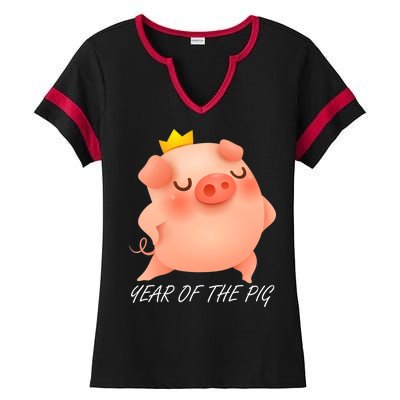 Year Of The Pig Chinese Zodiac Ladies Halftime Notch Neck Tee