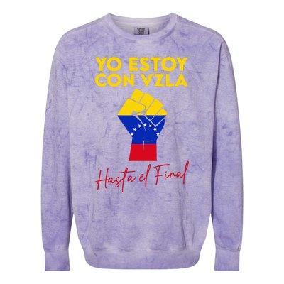 Yo Estoy Con Venezuela Hasta El Final Venezuela Libre Fist Colorblast Crewneck Sweatshirt