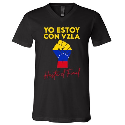 Yo Estoy Con Venezuela Hasta El Final Venezuela Libre Fist V-Neck T-Shirt