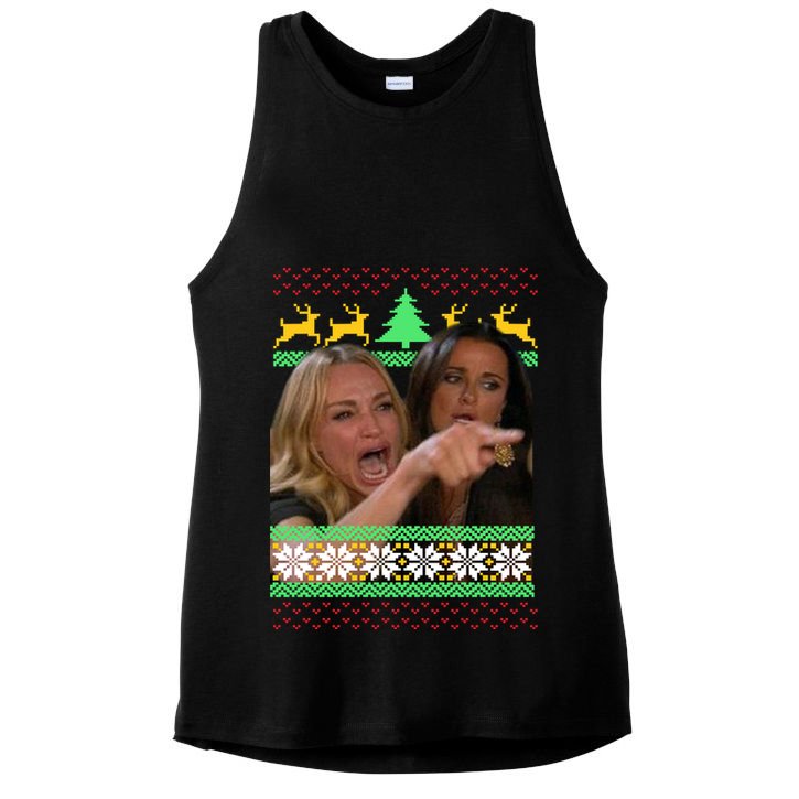 Yelling At A Cat Ugly Christmas Sweater Meme Ladies PosiCharge Tri-Blend Wicking Tank