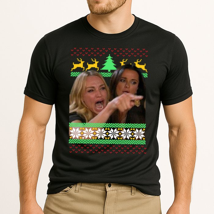 Yelling At A Cat Ugly Christmas Sweater Meme Cooling Performance Crew T-Shirt