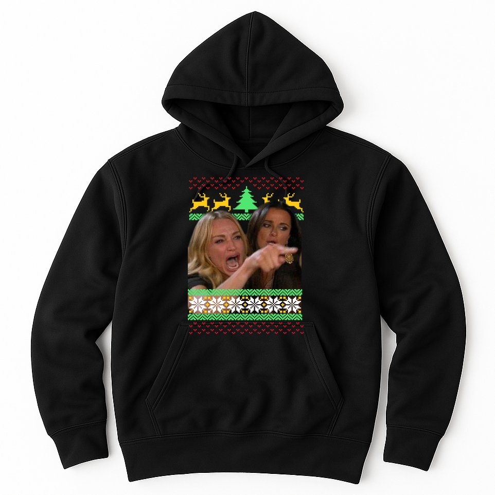Yelling At A Cat Ugly Christmas Sweater Meme Hoodie