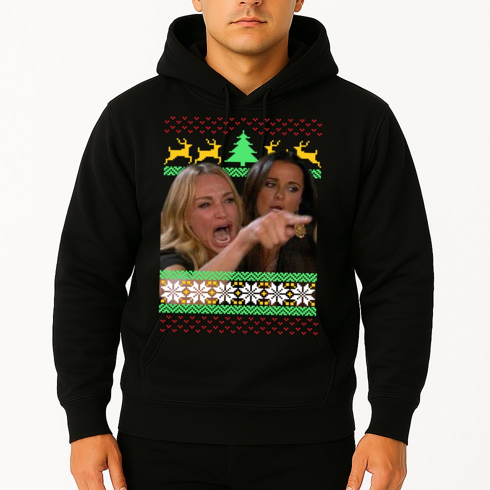 Yelling At A Cat Ugly Christmas Sweater Meme Hoodie